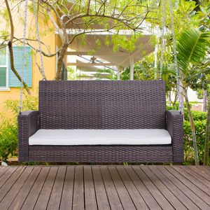 Dondolo a dondolo da esterno Deluxe per 2 persone, in vimini bianco crema, resistente fino a 250 kg, con cuscini morbidi, ideale per palestra e patio - Product Image 2