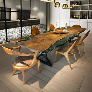 Mesa de Resina Epoxi Hecha a Mano de Lujo, Mesa de Madera con Borde Natural, Mesa de Comedor de Resina en Tonos Cálidos, Mesa de Resina Epoxi para Sala de Estar, Moderna - Product Image 4