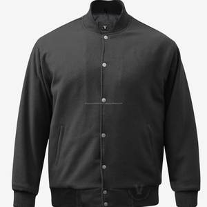 Veste universitaire noire en pure laine Corps complet en laine avec coquille en laine/polyester pour hommes pour support d'hiver - Product Image 6