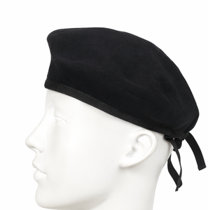 Black Wool <b>Beret</b> Style Cap Uniform Style Fashion Adjustable Drawstring Classic Vintage Unisex Headwear - Product Image 5