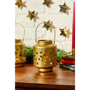 <b>Black</b> Iron Star <b>Lantern</b> With Cutwork Design Portable Home Decoration For Christmas - Product Image 3