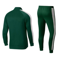 Setelan Training Pria Hijau Resleting Penuh Kerah Tegak Sporty Bahan Polyester Bernapas Regular Fit Pakaian Musim Gugur Saku Samping