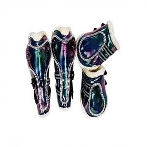 Protège-tendons en cuir verni pour chevaux, protections de jambes pour l'équitation, couleur personnalisée, équipement équestre - Product Image 5
