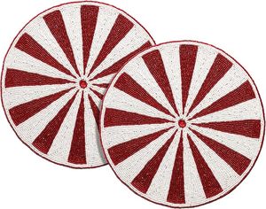 Juego de 2 manteles individuales de cristal con cuentas circulares de alta calidad, hechos a mano, para decoración de comedor, Acción de Gracias y festividades. - Product Image 5