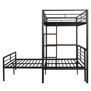 Letto a castello in metallo con scrivania e scaletta, doghe di qualità, colore nero metallizzato, per camera da letto (Vecchio SKU LP000092AAB) - Product Image 6