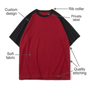 Custom Logo Wholesale T <b>Shirt</b> Raglan Sleeve Casual <b>Patchwork</b> Crew Neck T-<b>shirt</b> White Cotton Blank Color Block T <b>Shirt</b> for Men - Product Image 5