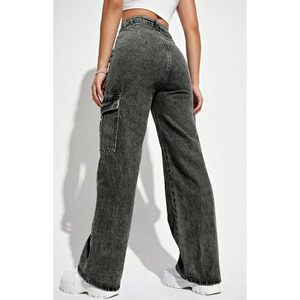 Jeans de Mezclilla Gris de Cintura Alta, Estilo Retro Vintage, Corte Holgado, Ecológicos, Transpirables, con 6 Bolsillos, Moda Urbana, Tallas 26-40 - Product Image 5