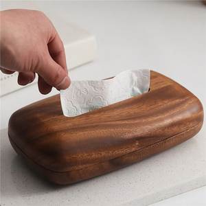 Boîte à mouchoirs et support à serviettes en bois classique fait main, multifonctionnel, autoportant, décoration pour la maison, le bureau, l'hôtel - Product Image 1