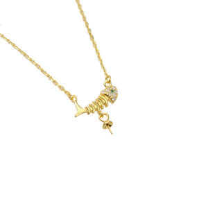 Pendentif en argent S925 en forme d'os de poisson, collier pour femme de 7 à 13 pouces, accessoires de perles DIY, 347 composants de bijoux, comprenant une chaîne - Product Image 3