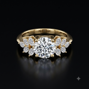 Custom <b>Cocktail</b> 14K Solid <b>Gold</b> Moissanite Diamond <b>Rings</b> Prong Set Trendy Romantic Style Flower Design Engagement Wedding Gifts - Product Image 6