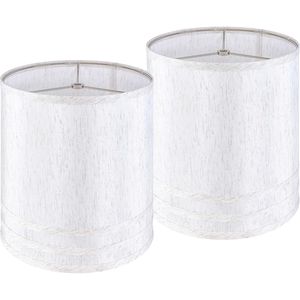 Set di 2 Paralumi Alti in Lino Beige Chiaro con Texture Effetto Corteccia d'Albero - Product Image 1