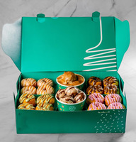 Boîte d'emballage en papier écologique pour boulangerie, gâteaux, traiteur, mini burgers, croissants, forme crêpe triangle, design gaufré, sushi