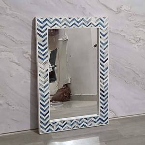 Handmade Bohemian <b>Rectangle</b> <b>Mirror</b> With Blue White Chevron Frame Decorative <b>Wall</b> <b>Mirror</b> For Home Decoration by GIFTY CRAFT - Product Image 2