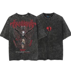 T-shirt vintage personnalisé pour homme, en coton 100% tricoté, délavé à l'acide, coupe oversize, grande taille, avec logo sérigraphié, écologique - Product Image 2