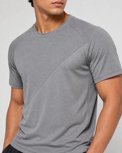 Men's Gray Short Sleeve O-Neck T-<b>Shirt</b> Slim Fit Quick Dry Knitted Solid Color Casual Style Regular Length <b>100</b>% <b>Polyester</b> - Product Image 1