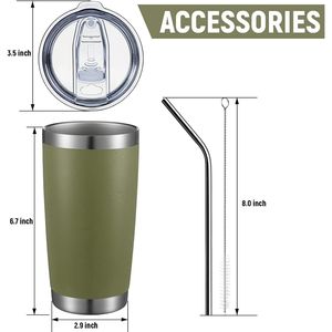 Vaso Térmico de Acero Inoxidable de 20oz con Tapa Duradera con Recubrimiento en Polvo y Popote, Taza de Viaje con Aislamiento al Vacío de Doble Pared - Product Image 3