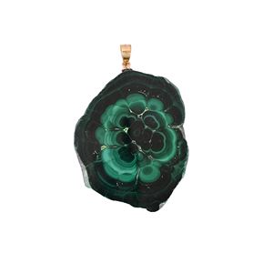 Colgante de Piedra Verde Única de Malaquita Natural en Forma de Estalactita, Chapado en Oro de Latón, 25.9 g - Product Image 1