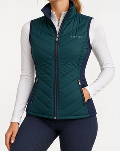 Gilet d'équitation matelassé pour femmes, pour la pratique de l'équitation en campagne, en nylon et élasthanne, sans manches, OEM - Product Image 1