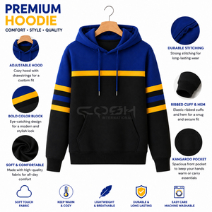 Sudadera Informal de la Hermandad Femenina Cosh International con Bolsillos, Diseño de Rayas Azules, Negras y Amarillas en la Parte Delantera, Logotipo Personalizado - Product Image 6
