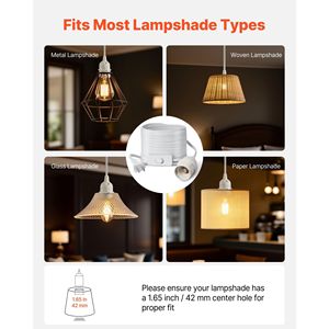 Kit Cavo di Prolunga per Lanterna da 16 Piedi, Robusto e Sicuro, Confezione da 2, con Portalampada E26, Cavo di Ricambio per Lampada, Spina per Sostituzione e Kit di Retrofit per Sospensione - Product Image 6