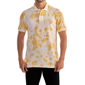 Chemise tricotée tie-dye pour homme à manches courtes, décontractée, en coton respirant, infroissable, séchage rapide, coupe classique, motif jaune et blanc - Product Image 5