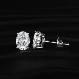 Pendientes de Diamante Ovalados con Halo Oculto, Diamantes Cultivados en Laboratorio, Pendientes Modernos, Joyería Premium, Pendientes Minimalistas - Product Image 3