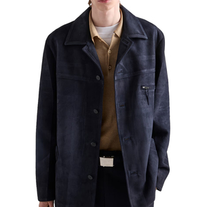 New Men's Cowhide Suede Caban <b>Jacket</b> Luxury Western Suede Trucker <b>Jacket</b> custom OEM Private Label Manufacturer leather good - Product Image 5
