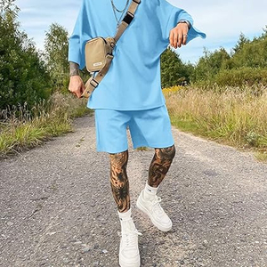 Custom Men 2 Piece <b>Set</b> Manufacturer Cotton T Shirt Shorts <b>Set</b> Casual Summer OEM ODM Private Label Bulk - Product Image 4