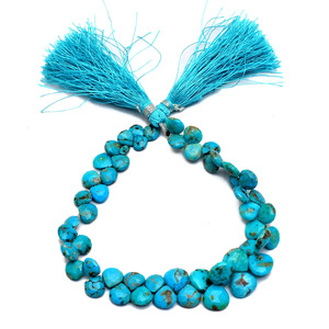 Cuentas facetadas de turquesa AAA de 7mm-9mm en forma de corazón, cuentas sueltas de turquesa natural de Arizona con diseño degradado para joyería. - Product Image 2