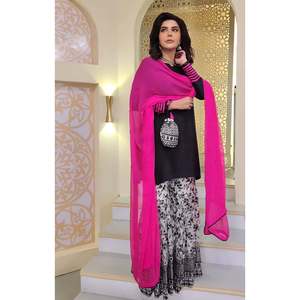 Ensemble haut et bas noir élégant pour femmes avec dupatta fantaisie, taille L, pour les fêtes, par Kavya Fab - Product Image 2