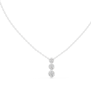 Collar con Colgante Vertical de Tres Diamantes Elegantes, Chapado en Rodio, con Diamante de Corte Brillante Cultivado en Laboratorio de Oro Blanco de 10K, 1.11ct, Estilo Minimalista - Product Image 1