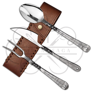 Juego de Cubiertos de Acero Forjado a Mano de Estilo Vikingo, Colección Exclusiva de Comedor Artesanal con Cuchara, Tenedor y Cuchillo para Uso en Exteriores - Product Image 5