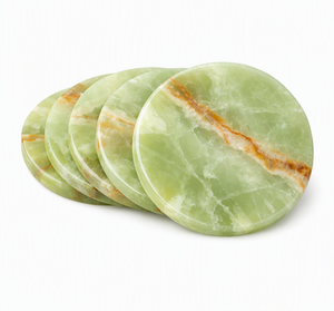 Natural Green Onyx Polished Pebble <b>Coaster</b> Stone Table Mat Round <b>Drink</b> <b>Coaster</b> for Hospitality Decor - Product Image 6