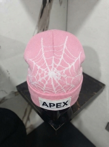 Men's Pink Spiderweb <b>Beanie</b> Hat Knit Cuffed Winter Cap Unisex Streetwear <b>Skull</b> Cap Custom Logo Wholesale Fashion Accessory - Product Image 5
