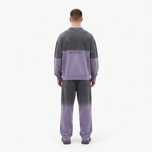Conjuntos de ropa para hombre, sudadera de cuello redondo lisa, conjunto de pantalones deportivos, ropa informal de calle con degradado, ropa a juego, logotipo personalizado, 100% algodón - Product Image 2