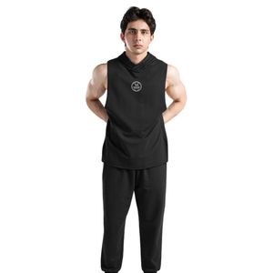 Black Perform Hooded Tank Men's Sleeveless Gym Hoodie <b>Vest</b> Cotton Workout Training Fitness Bodybuilding <b>Stringer</b> Athletic Muscle - Product Image 1