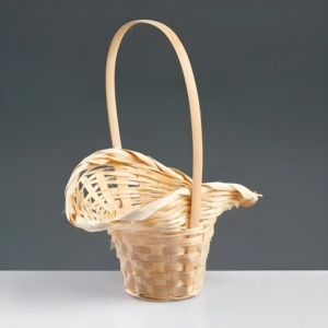 Cesta de bambú tejida a mano para niña, cestas con asas para almacenamiento versátil, precio económico - Product Image 3