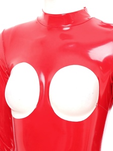 Body da Donna a Maniche Lunghe <span class=keywords><strong>in</strong></span> Vernice con Apertura sul Petto e sul Cavallo Tuta Catsuit Sexy Stile Uniforme - Product Image 3