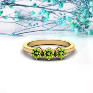 แหวนแต่งงานทองคำแท้ 14k ประดับเพอริดอต 0.75 กะรัต งานแฮนด์เมด ลดราคาพิเศษประจำปี 2026 แหวนแฟชั่นสำหรับผู้หญิง - Product Image 6