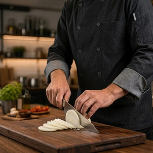 Chaqueta de Chef Moderna Personalizada de Mezclilla, Impermeable, Transpirable, Uniforme de Cocina Elástico para Cocineros Ejecutivos con Malla - Product Image 3