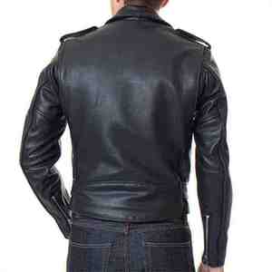 Chaqueta de Cuero Negra Clásica para Hombre, Chaqueta de Motociclista de Cuero Vacuno Auténtico con Cierre de Cremallera y Bolsillos Elegantes - Product Image 2