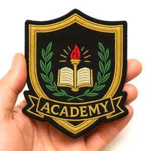 Insignias Bordadas a Mano Personalizadas, Ecológicas y Libres de Níquel, con Hilo Dorado para Escuelas, Universidades, Blazers y Uniformes - Product Image 4