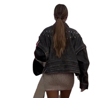 Chaquetas cortas de cuero suave de alta calidad Chaquetas de cuero genuino de motocicleta de PU con cremallera de moda para mujer
