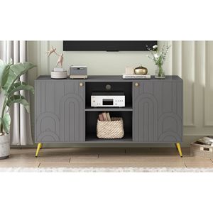 Mobile TV Moderno per TV da 55 Pollici con Ripiano Regolabile, Gambe in Metallo, Dispositivo Anti-ribaltamento e Design Elegante - Product Image 4