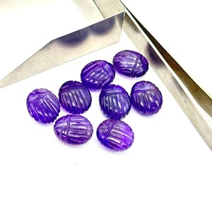 Aigue-marine violette en forme de scarabée 10x12mm, pierre précieuse sculptée en vrac, améthyste naturelle pour la fabrication de bijoux, fournisseur en gros de pierres précieuses - Product Image 1