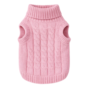 เสื้อสเวตเตอร์ถักลายเคเบิ้ลสำหรับสุนัข สีชมพู อุ่นสบายสำหรับฤดูหนาว เสื้อคลุมสัตว์เลี้ยงเนื้อนุ่ม เสื้อถักนิตติ้งสำหรับสุนัข เสื้อผ้าสำหรับสุนัขที่ให้ความอบอุ่นในสภาพอากาศหนาวเย็น - Product Image 4