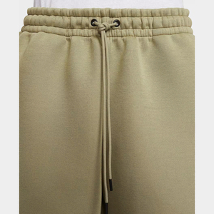 Men's Custom Logo Branding Solid Pattern <b>Knee</b>-Length Fleece Hot Shorts with Drawcord Streetwear Casual Short with <b>Support</b> - Product Image 6