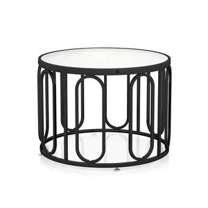 Tavolino da Caffè Rotondo da 24 Pollici con Staffe Ovali Girevoli - Product Image 1