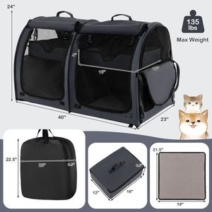 Transportín para Mascotas de Doble Compartimento con 2 Hamacas Extraíbles, Accesorios de Viaje de Primera Calidad para tus Amigos Peludos - Product Image 3