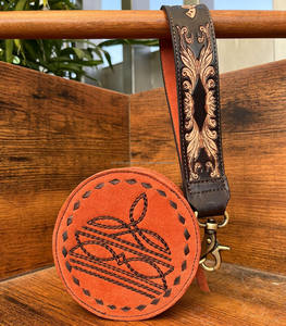 Nouvelle main usiné daim cuir Cowboy point Mini cantine sac à main bracelet Western en cuir véritable bandoulière porte-monnaie pour les femmes - Product Image 2